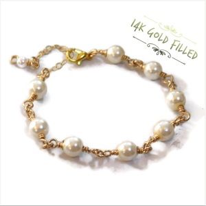 🖤firm🖤 Pearl Link Bracelet - 14k Gold